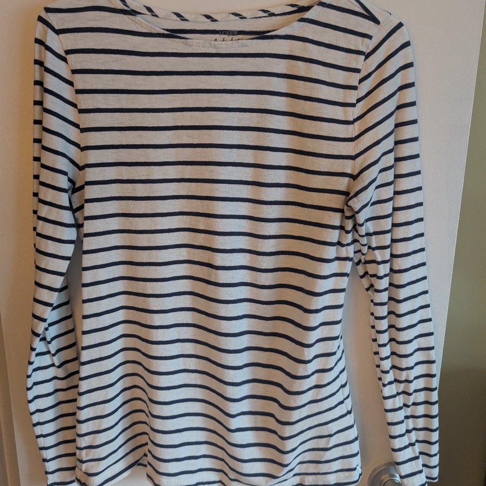 J. Crew Factory Striped Long Sleeve Tee in Navy and White